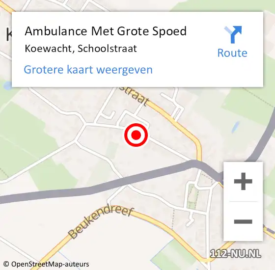 Locatie op kaart van de 112 melding: Ambulance Met Grote Spoed Naar Koewacht, Schoolstraat op 9 juni 2017 15:11