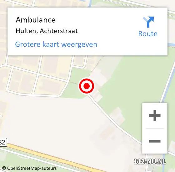 Locatie op kaart van de 112 melding: Ambulance Hulten, Achterstraat op 9 juni 2017 15:48