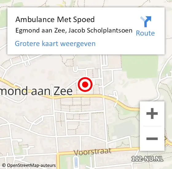 Locatie op kaart van de 112 melding: Ambulance Met Spoed Naar Egmond aan Zee, Jacob Scholplantsoen op 9 juni 2017 15:53