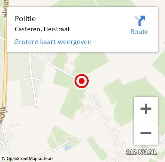 Locatie op kaart van de 112 melding: Politie Casteren, Heistraat op 9 juni 2017 15:56