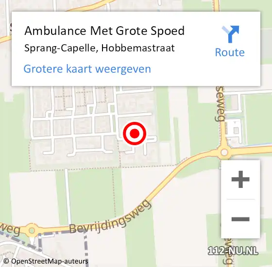 Locatie op kaart van de 112 melding: Ambulance Met Grote Spoed Naar Sprang-Capelle, Hobbemastraat op 9 juni 2017 16:49