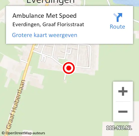 Locatie op kaart van de 112 melding: Ambulance Met Spoed Naar Everdingen, Graaf Florisstraat op 9 juni 2017 17:11