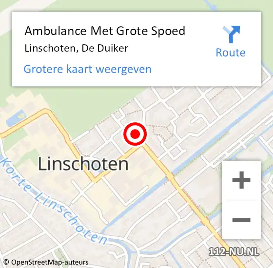 Locatie op kaart van de 112 melding: Ambulance Met Grote Spoed Naar Linschoten, De Duiker op 9 juni 2017 17:13