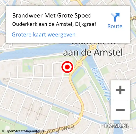 Locatie op kaart van de 112 melding: Brandweer Met Grote Spoed Naar Ouderkerk aan de Amstel, Dijkgraaf op 9 juni 2017 17:15