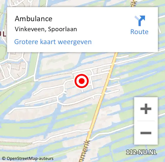 Locatie op kaart van de 112 melding: Ambulance Vinkeveen, Spoorlaan op 9 juni 2017 17:32