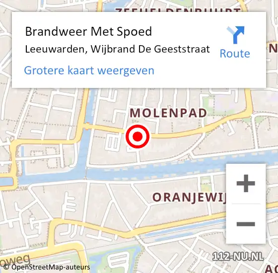 Locatie op kaart van de 112 melding: Brandweer Met Spoed Naar Leeuwarden, Wijbrand De Geeststraat op 9 juni 2017 17:35