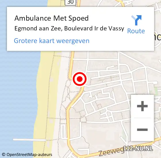 Locatie op kaart van de 112 melding: Ambulance Met Spoed Naar Egmond aan Zee, Boulevard Ir de Vassy op 9 juni 2017 17:37