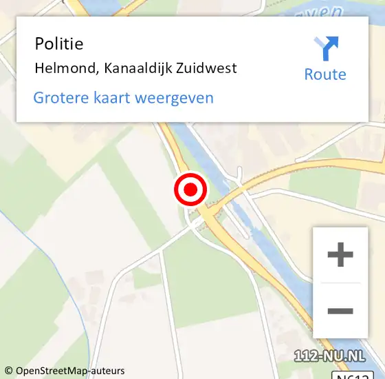 Locatie op kaart van de 112 melding: Politie Helmond, Kanaaldijk Zuidwest op 9 juni 2017 17:44