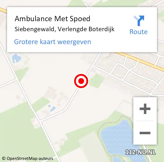 Locatie op kaart van de 112 melding: Ambulance Met Spoed Naar Siebengewald, Verlengde Boterdijk op 9 juni 2017 17:52