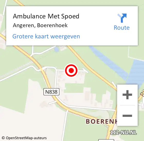 Locatie op kaart van de 112 melding: Ambulance Met Spoed Naar Angeren, Boerenhoek op 9 juni 2017 18:05