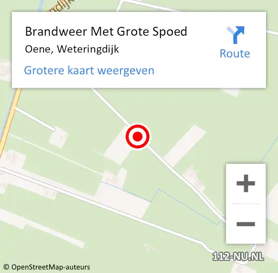 Locatie op kaart van de 112 melding: Brandweer Met Grote Spoed Naar Oene, Weteringdijk op 9 juni 2017 18:09