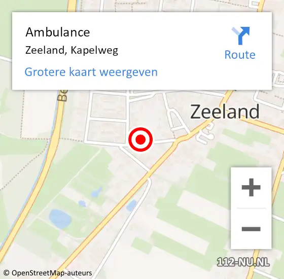 Locatie op kaart van de 112 melding: Ambulance Zeeland, Kapelweg op 9 juni 2017 18:36