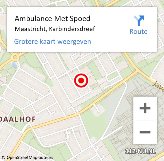 Locatie op kaart van de 112 melding: Ambulance Met Spoed Naar Maastricht, Karbindersdreef op 23 januari 2014 10:56