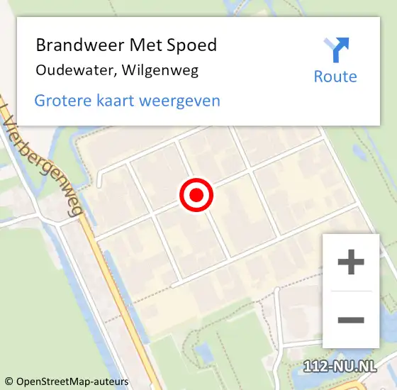 Locatie op kaart van de 112 melding: Brandweer Met Spoed Naar Oudewater, Wilgenweg op 9 juni 2017 21:44