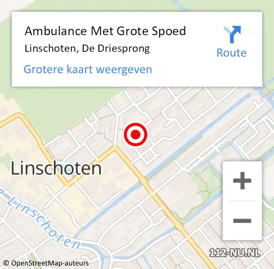 Locatie op kaart van de 112 melding: Ambulance Met Grote Spoed Naar Linschoten, De Driesprong op 9 juni 2017 21:54