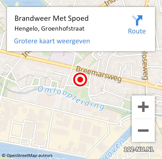 Locatie op kaart van de 112 melding: Brandweer Met Spoed Naar Hengelo, Groenhofstraat op 9 juni 2017 22:32