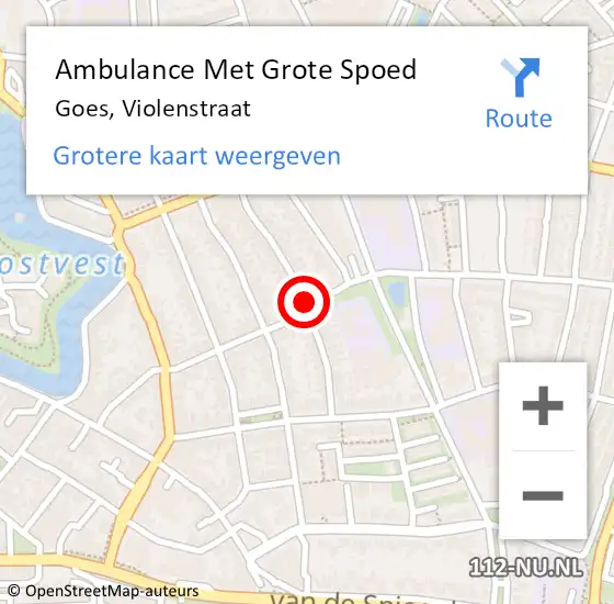 Locatie op kaart van de 112 melding: Ambulance Met Grote Spoed Naar Goes, Violenstraat op 9 juni 2017 23:03