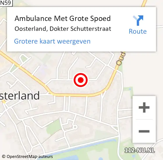 Locatie op kaart van de 112 melding: Ambulance Met Grote Spoed Naar Oosterland, Dokter Schutterstraat op 10 juni 2017 00:31