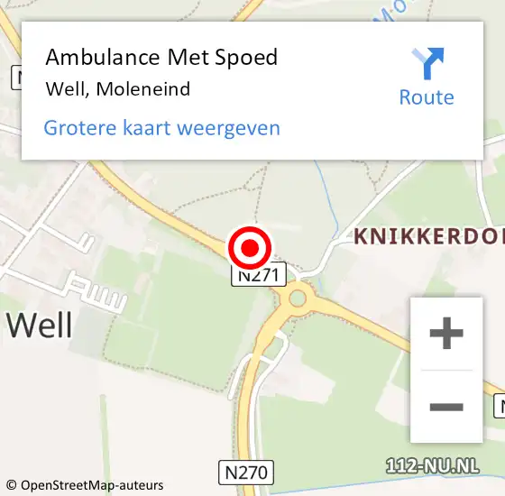 Locatie op kaart van de 112 melding: Ambulance Met Spoed Naar Well, Moleneind op 10 juni 2017 01:50