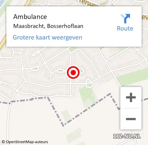 Locatie op kaart van de 112 melding: Ambulance Maasbracht, Bosserhoflaan op 10 juni 2017 03:02