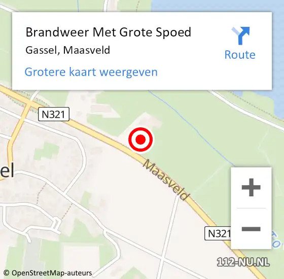 Locatie op kaart van de 112 melding: Brandweer Met Grote Spoed Naar Gassel, Maasveld op 10 juni 2017 03:09