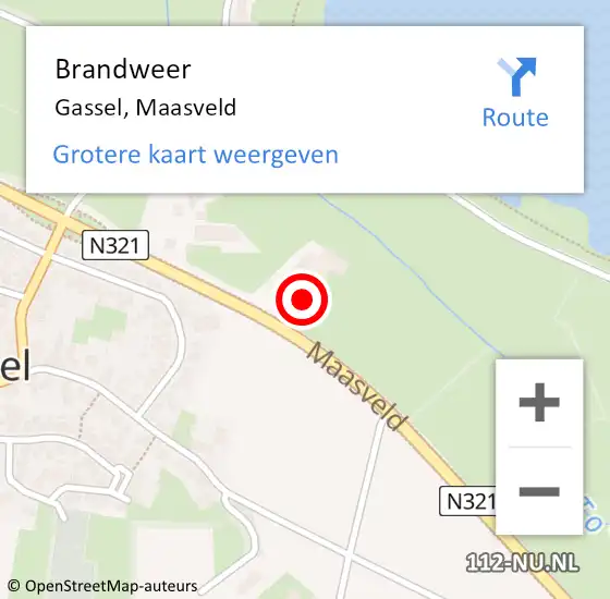 Locatie op kaart van de 112 melding: Brandweer Gassel, Maasveld op 10 juni 2017 03:36