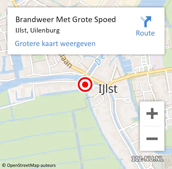 Locatie op kaart van de 112 melding: Brandweer Met Grote Spoed Naar IJlst, Uilenburg op 10 juni 2017 04:45