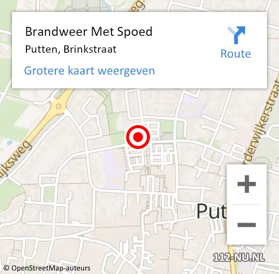 Locatie op kaart van de 112 melding: Brandweer Met Spoed Naar Putten, Brinkstraat op 10 juni 2017 05:24