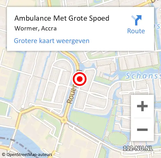 Locatie op kaart van de 112 melding: Ambulance Met Grote Spoed Naar Wormer, Accra op 10 juni 2017 05:58