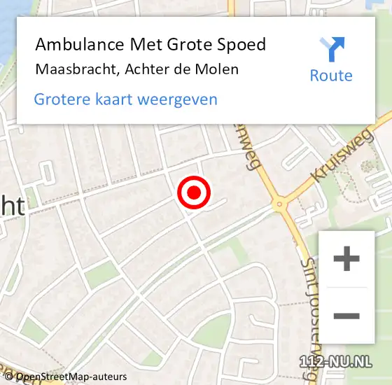 Locatie op kaart van de 112 melding: Ambulance Met Grote Spoed Naar Maasbracht, Achter de Molen op 10 juni 2017 06:03