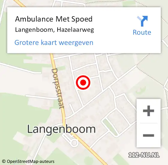 Locatie op kaart van de 112 melding: Ambulance Met Spoed Naar Langenboom, Hazelaarweg op 10 juni 2017 06:11