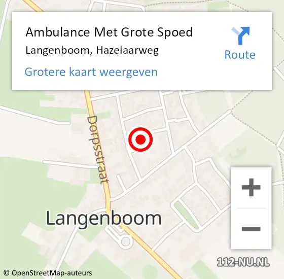 Locatie op kaart van de 112 melding: Ambulance Met Grote Spoed Naar Langenboom, Hazelaarweg op 10 juni 2017 06:13