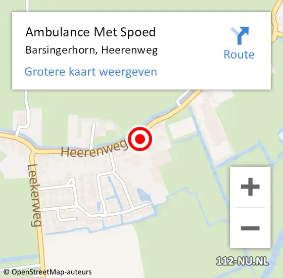 Locatie op kaart van de 112 melding: Ambulance Met Spoed Naar Barsingerhorn, Heerenweg op 10 juni 2017 10:09