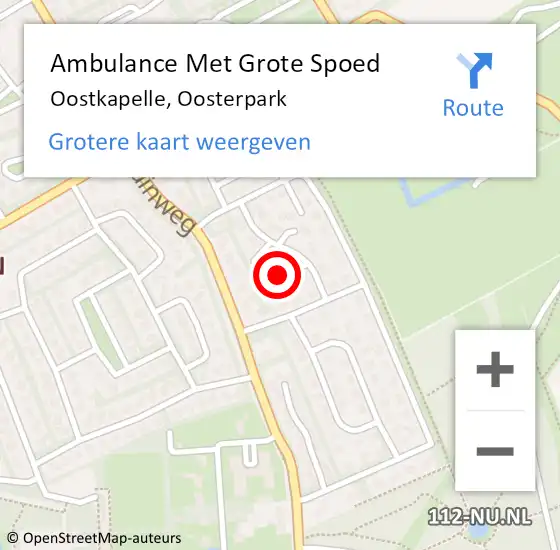 Locatie op kaart van de 112 melding: Ambulance Met Grote Spoed Naar Oostkapelle, Oosterpark op 10 juni 2017 10:15