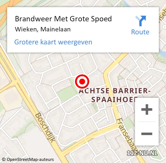 Locatie op kaart van de 112 melding: Brandweer Met Grote Spoed Naar Wieken, Mainelaan op 10 juni 2017 11:00