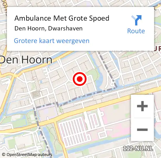 Locatie op kaart van de 112 melding: Ambulance Met Grote Spoed Naar Den Hoorn, Dwarshaven op 10 juni 2017 11:02