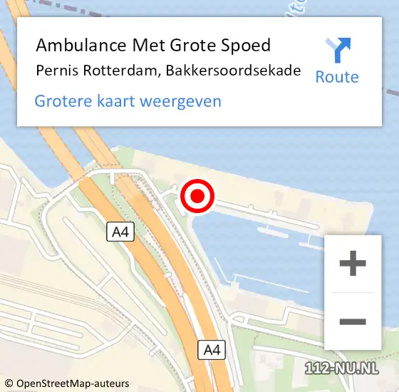 Locatie op kaart van de 112 melding: Ambulance Met Grote Spoed Naar Pernis Rotterdam, Bakkersoordsekade op 10 juni 2017 11:12