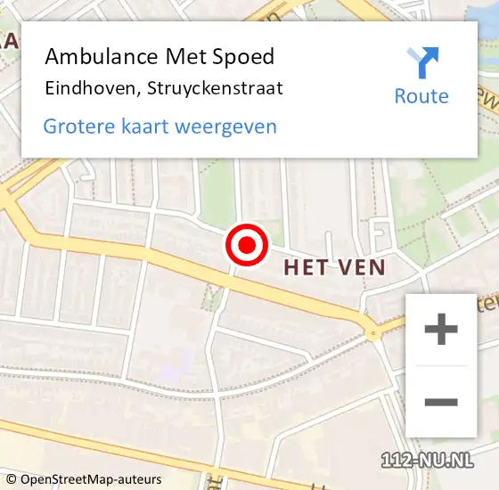 Locatie op kaart van de 112 melding: Ambulance Met Spoed Naar Eindhoven, Struyckenstraat op 10 juni 2017 11:33