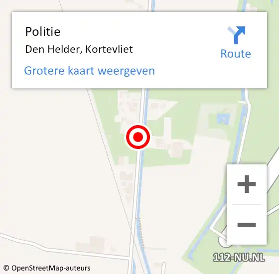 Locatie op kaart van de 112 melding: Politie Den Helder, Kortevliet op 10 juni 2017 12:11