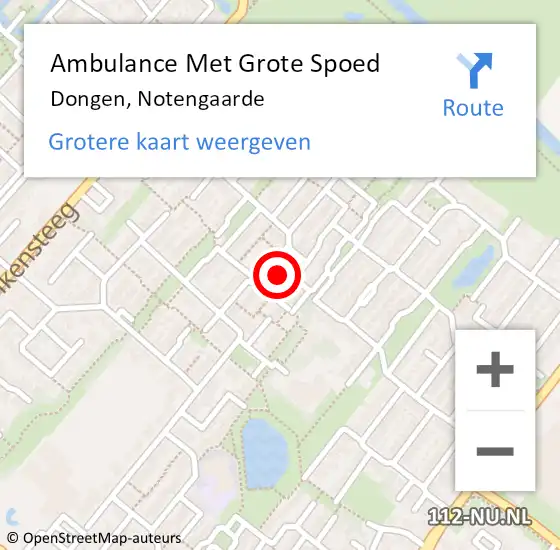 Locatie op kaart van de 112 melding: Ambulance Met Grote Spoed Naar Dongen, Notengaarde op 10 juni 2017 12:25