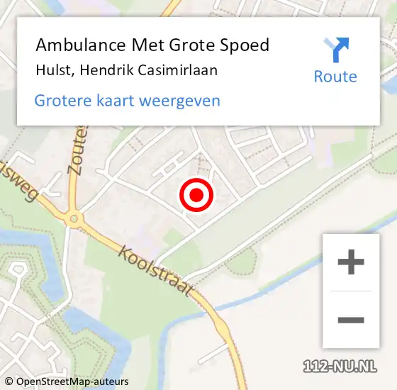Locatie op kaart van de 112 melding: Ambulance Met Grote Spoed Naar Hulst, Hendrik Casimirlaan op 10 juni 2017 12:25