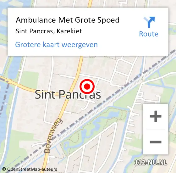 Locatie op kaart van de 112 melding: Ambulance Met Grote Spoed Naar Sint Pancras, Karekiet op 10 juni 2017 12:28