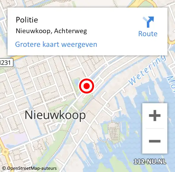 Locatie op kaart van de 112 melding: Politie Nieuwkoop, Achterweg op 10 juni 2017 14:01