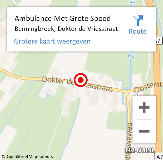 Locatie op kaart van de 112 melding: Ambulance Met Grote Spoed Naar Benningbroek, Dokter de Vriesstraat op 10 juni 2017 14:03