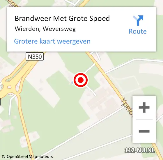 Locatie op kaart van de 112 melding: Brandweer Met Grote Spoed Naar Wierden, Weversweg op 10 juni 2017 14:08