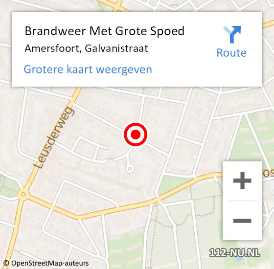 Locatie op kaart van de 112 melding: Brandweer Met Grote Spoed Naar Amersfoort, Galvanistraat op 10 juni 2017 14:17