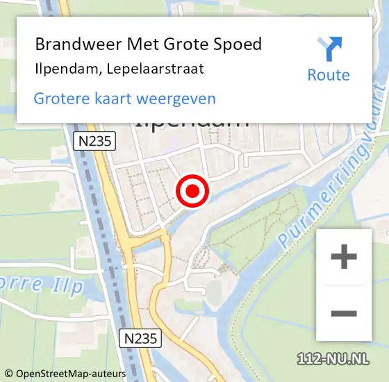 Locatie op kaart van de 112 melding: Brandweer Met Grote Spoed Naar Ilpendam, Lepelaarstraat op 10 juni 2017 15:02