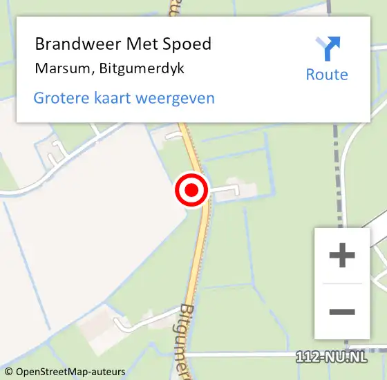 Locatie op kaart van de 112 melding: Brandweer Met Spoed Naar Marsum, Bitgumerdyk op 10 juni 2017 15:17