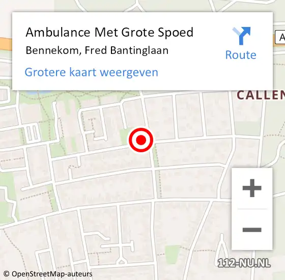 Locatie op kaart van de 112 melding: Ambulance Met Grote Spoed Naar Bennekom, Fred Bantinglaan op 10 juni 2017 15:17