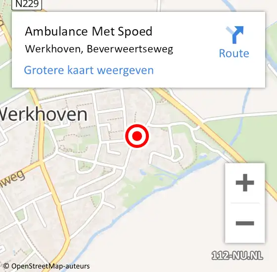 Locatie op kaart van de 112 melding: Ambulance Met Spoed Naar Werkhoven, Beverweertseweg op 10 juni 2017 15:28